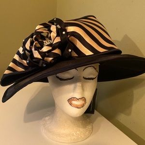 NWT Beautiful Black & Gold Church Dress Hat by Ms. Divine